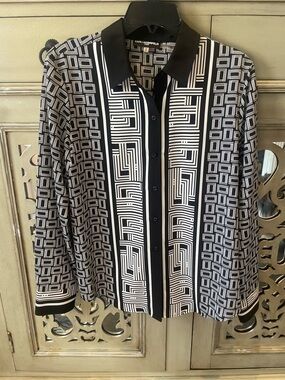 Karl Lagerfeld Black & White Geometric Print Lightweight Shirt